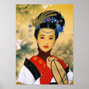 Affiche Jeune bel art chinois frais de princesse Guo Jin