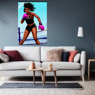 Affiche Jeune boxeur afro-américain   Art AI