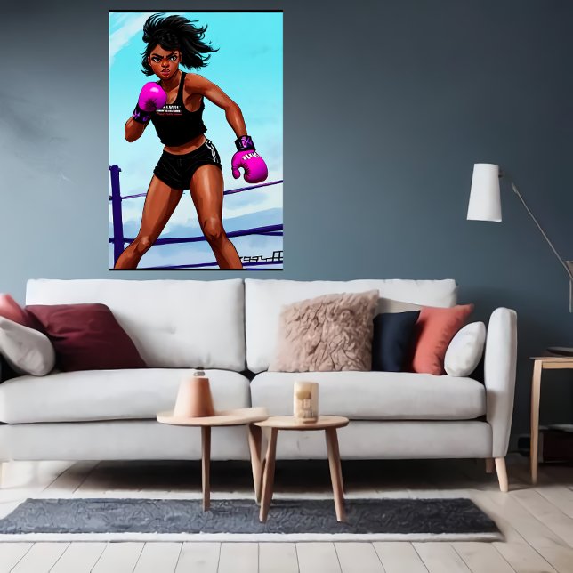 Affiche Jeune boxeur afro-américain | Art AI (Créateur téléchargé)