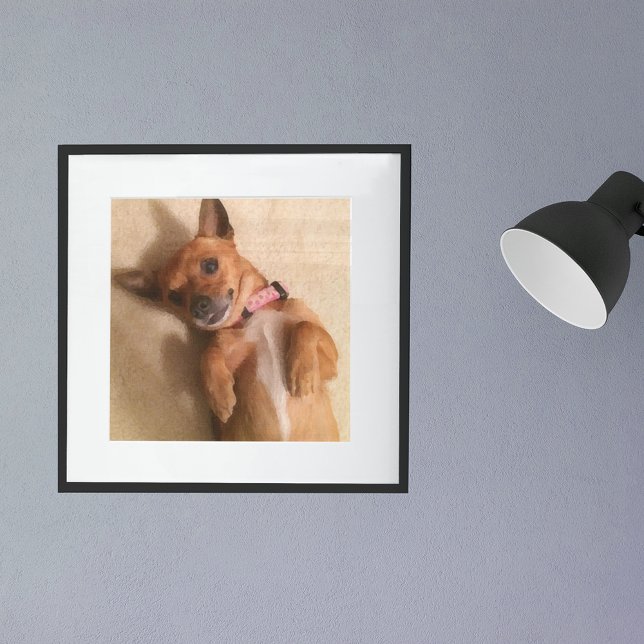 Affiche Jeune chien teckel marron en pose ventrale (Créateur téléchargé)
