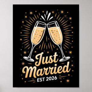 Affiche Jeune couple de lune de miel marié drôle 2026