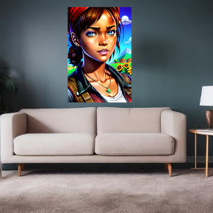 Affiche Jeune dame à la ferme   Art AI