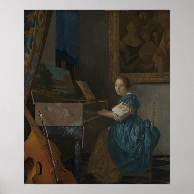 Affiche Jeune femme à une virginal — Vermeer (Devant)