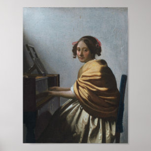 Affiche Jeune femme assise à une virginale — Vermeer