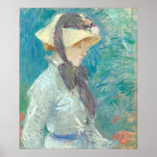 Affiche Jeune femme avec Casquette de paille - Berthe Mori