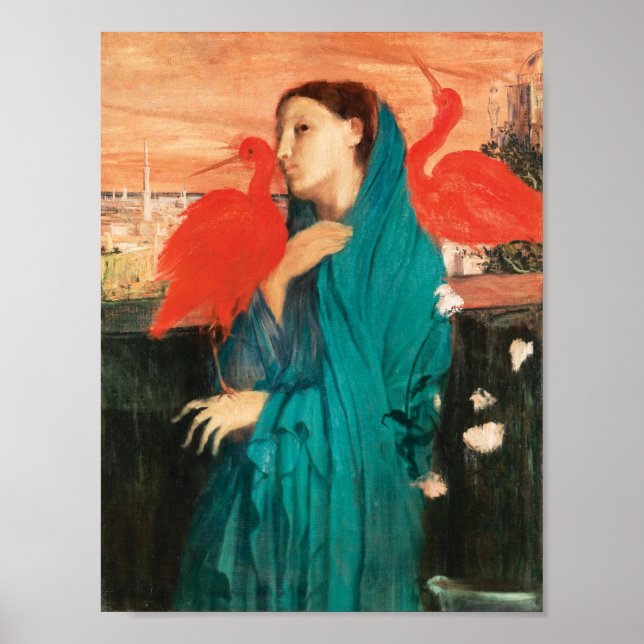 Affiche Jeune femme avec Ibis Fine Art par Edgar Degas (Devant)