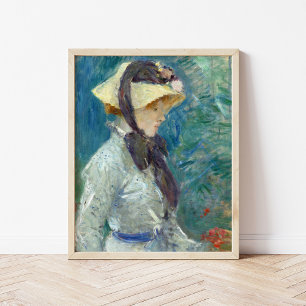 Affiche Jeune Femme avec un Chapeau de Paille Berthe Mor