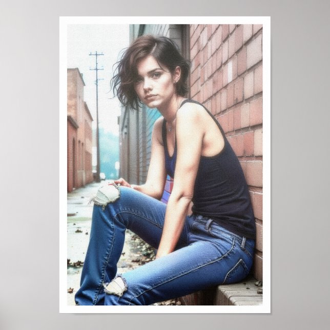 Affiche Jeune femme grunge dans les brumes  (Devant)