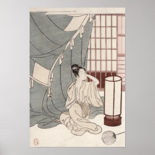 Affiche Jeune femme se mettant à genoux par sa