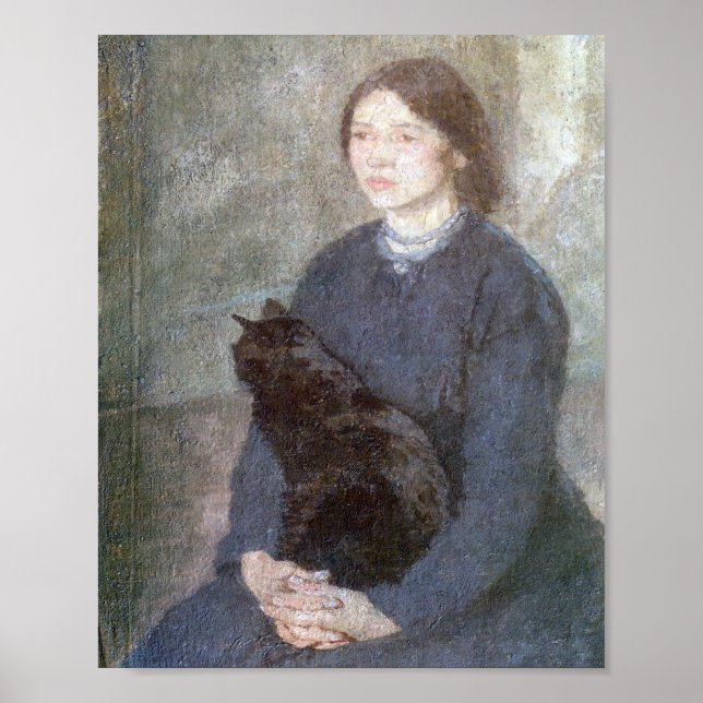 Affiche Jeune femme tenant un chat noir - Gwen John (Devant)