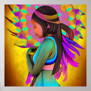 Affiche Jeune fille amérindienne - Art IA