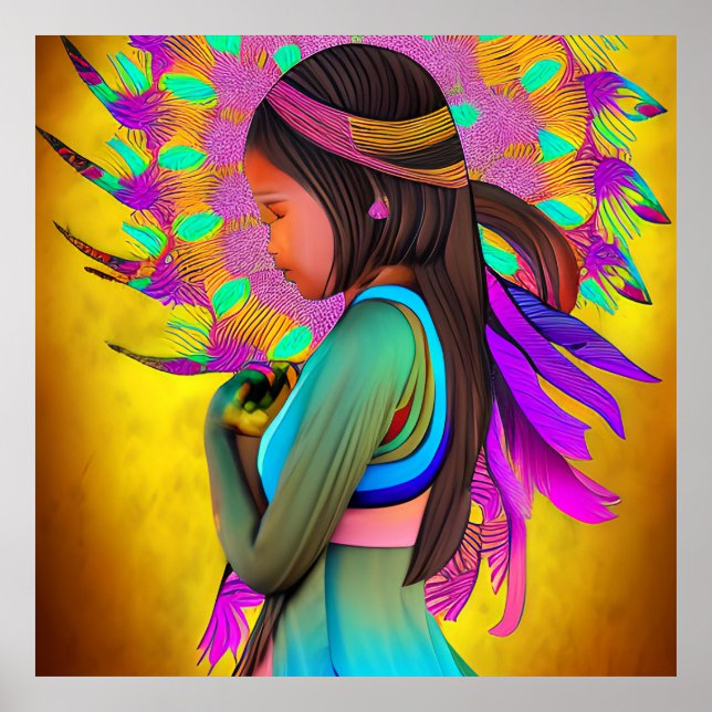Affiche Jeune fille amérindienne - Art IA (Devant)