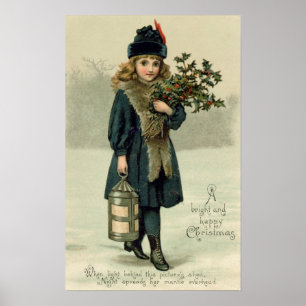 Affiche Jeune fille avec le houx et la lanterne