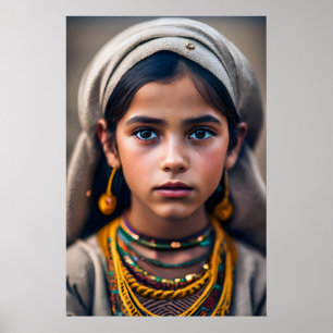 Affiche jeune fille brune d'Afrique du Nord