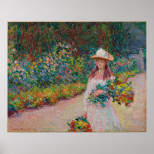 Affiche Jeune fille dans le jardin de Giverny, 1888