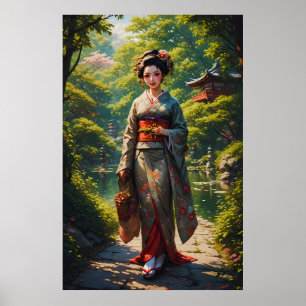 Affiche Jeune fille du jardin vert