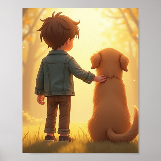 Affiche Jeune garçon et son chien (Devant)