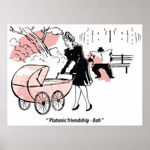 Affiche Jeune mère avec bébé, poussette, humour, drôle