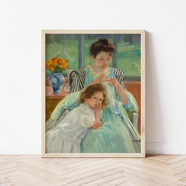 Affiche Jeune mère coudre | Mary Cassatt (Créateur téléchargé)