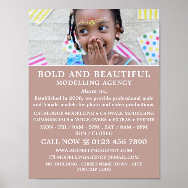 Affiche Jeune modèle, agence de modélisation, agent modèle (Devant)