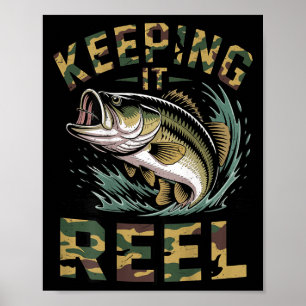 Affiche Jeune pêche camouflage bass père gardant moulinet
