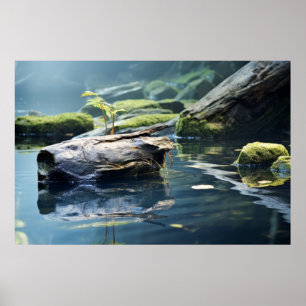 Affiche Jeune Plante Eau Tranquille Pacifique
