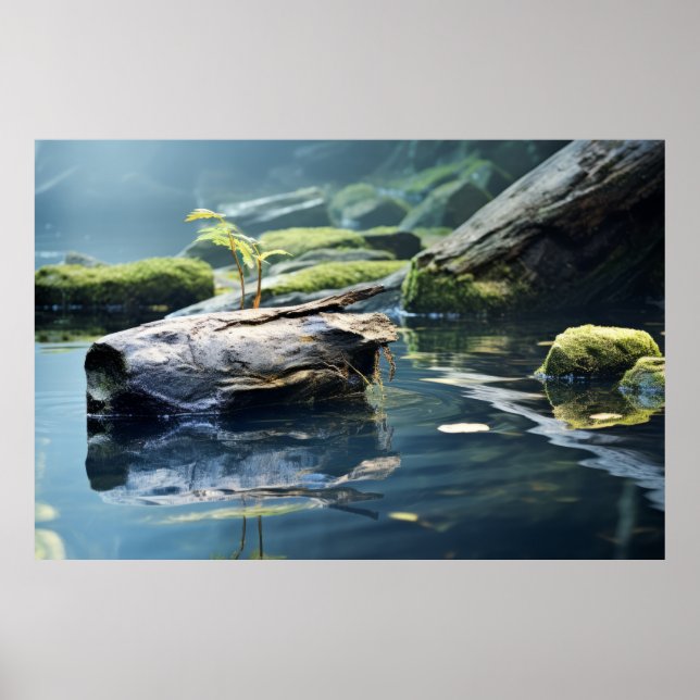 Affiche Jeune Plante Eau Tranquille Pacifique (Devant)