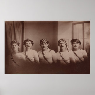 Affiche Jeunes athlètes gays d'intérêt avec couronnes vint