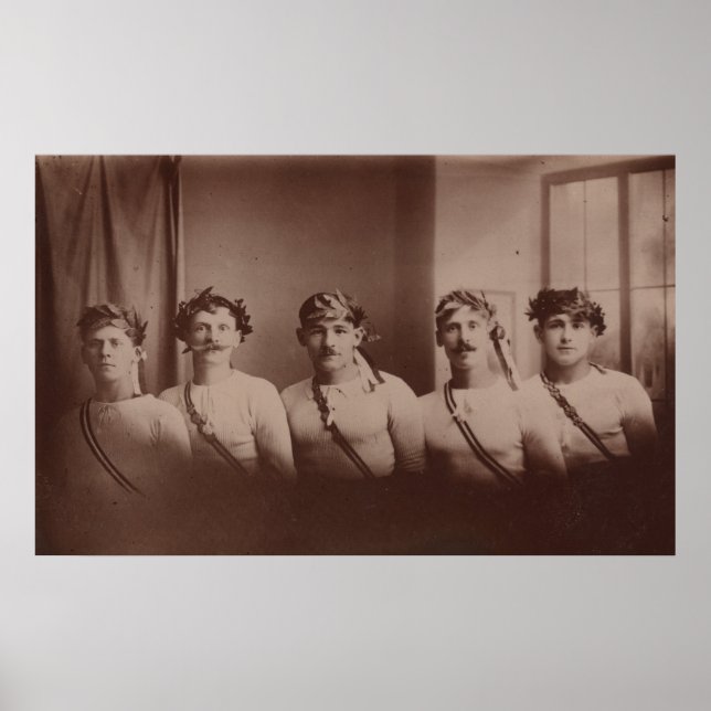 Affiche Jeunes athlètes gays d'intérêt avec couronnes vint (Devant)