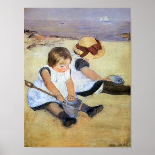 Affiche Jeunes enfants jouant sur la plage (Mary Cassatt)