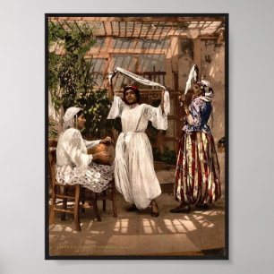 Affiche Jeunes filles arabes, Alger, Algérie Photo vintage