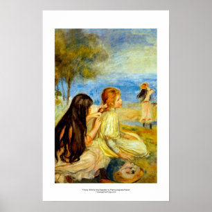 Affiche Jeunes filles bord de mer belle peinture Renoir
