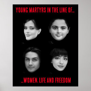 Affiche Jeunes martyrs dans la ligne de la Femme, Vie, Lib