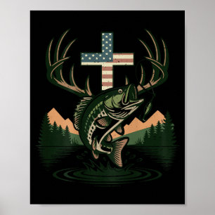 Affiche Jeunesse chasse foi pêche croix camouflage chrétie