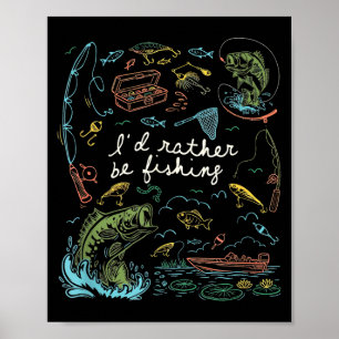Affiche Jeunesse pêche bass poissons hommes enfants drôle