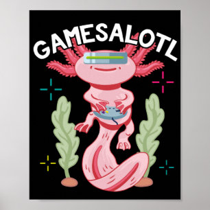 Affiche Jeux Axolotl Gamesalotl Kawaii
