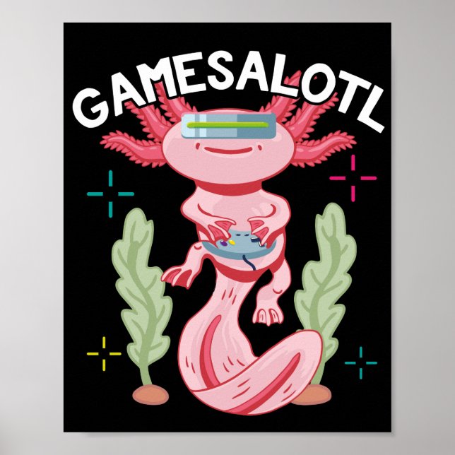 Affiche Jeux Axolotl Gamesalotl Kawaii (Devant)