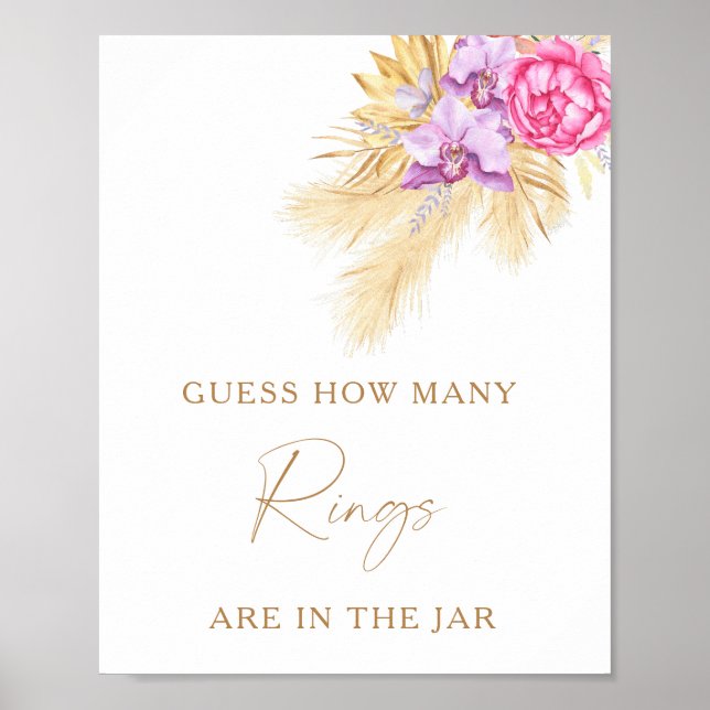 Affiche Jeux de baby shower : combien de bagues pour l'her (Devant)