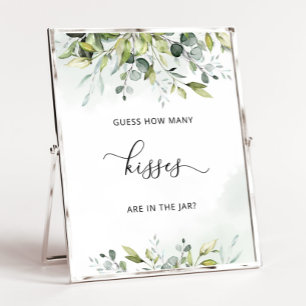 Affiche Jeux de baby shower combien de baisers verdure