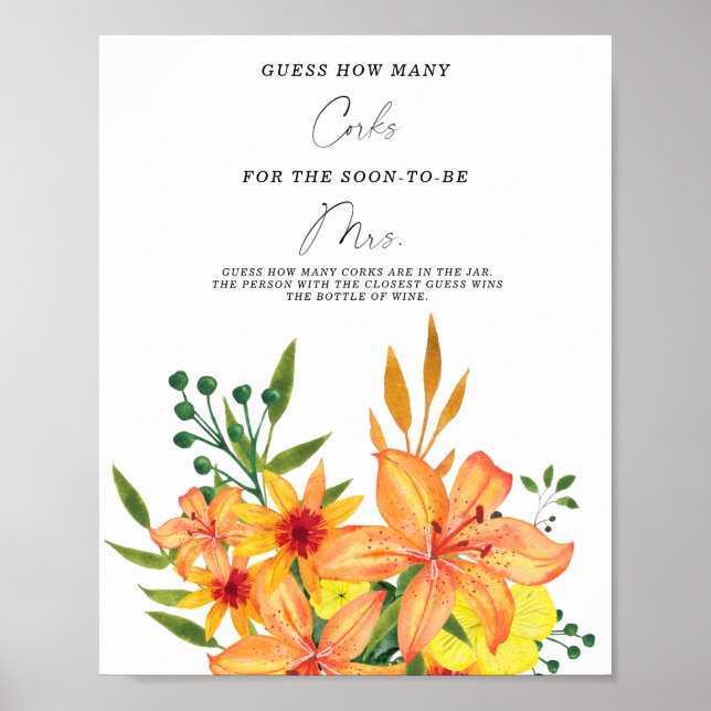 Affiche Jeux de Baby Shower Combien de bouchons (Devant)