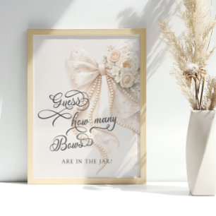 Affiche Jeux de baby shower Combien de nœuds Fleurs à ruba