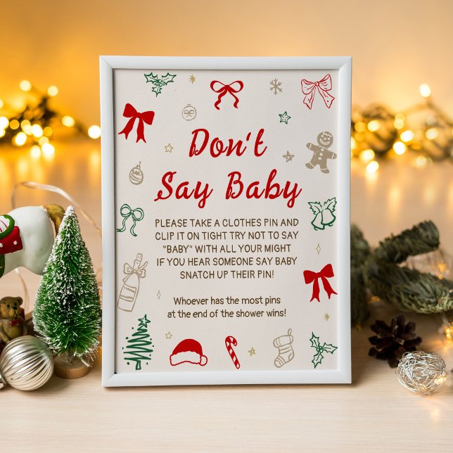 Affiche Jeux de Baby Shower de Noël Ne dites pas Bébé (Créateur téléchargé)