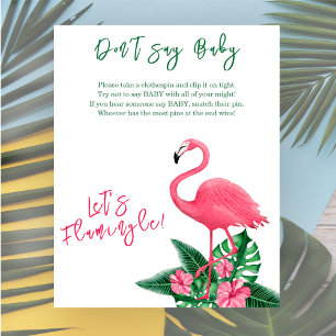 Affiche Jeux de baby shower Flamingo Ne dites pas bébé