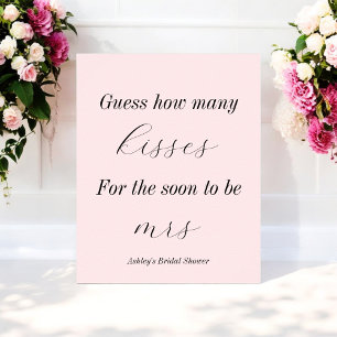 Affiche Jeux de Baby Shower Rose Combien de Bisous