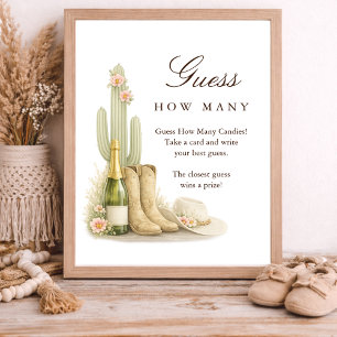 Affiche Jeux de Baby Shower Western Boots Devinez combien