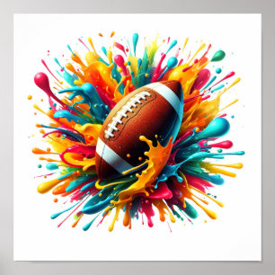 Affiche Jeux de balle de sport modernes colorés éclaboussé