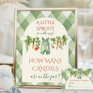 Affiche Jeux de bonbons pour Baby Shower Rustique Neutre P