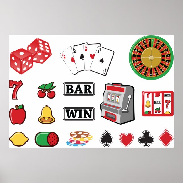 Affiche Jeux de casino d'éléments de jeu (Devant)