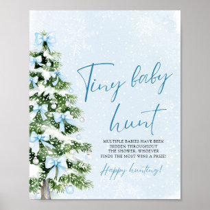 Affiche Jeux de chasse au bébé minuscule au sapin de Noël