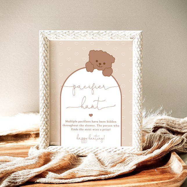 Affiche Jeux de chasse aux tétines pour Baby Shower Ours M (Créateur téléchargé)